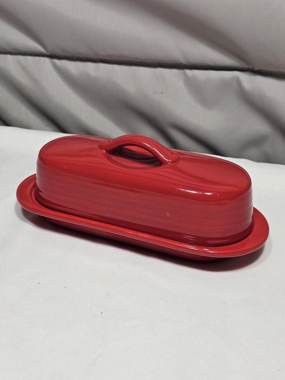 Chantal Stoneware Red Butter Dish Full Size 10oz